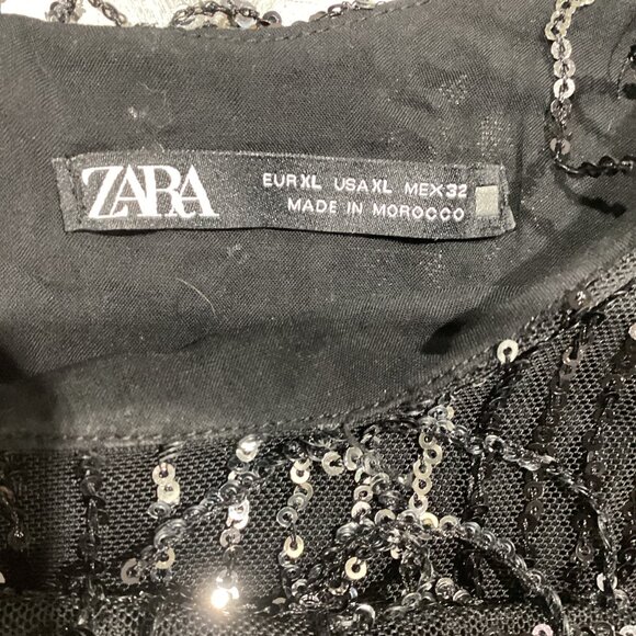 ZARA Black Sequin & Fringe Mini Shift Dress - Picture 5 of 6